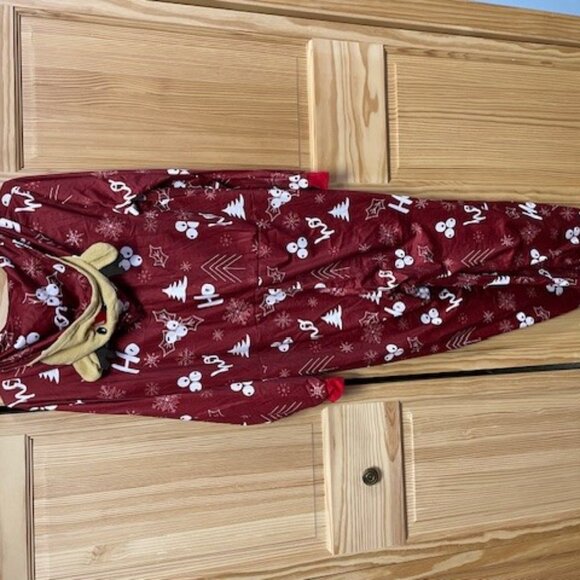 Women Mom Mery Christmas Sets Printed Hooded Zipper Jumpsuit Family Outfit Match - Picture 3 of 5